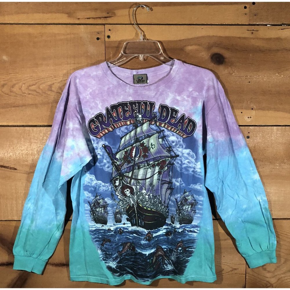 Vintage Liquid Blue Grateful Dead Ship Of Fools 2001 Long Sleeve Mens Medium